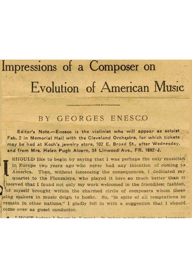 George Enescu - aprecieri referitoare la muzica americană 